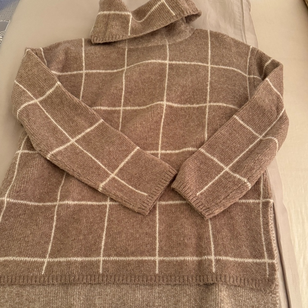 Madewell Tan Windowpane Sweater